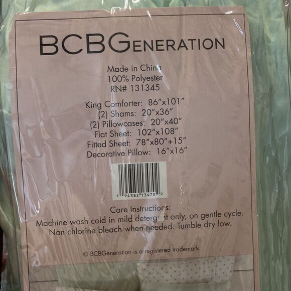 BCBGeneration 8-Piece Soft Microfiber Bag Comforter Set Bedding, Green - Picture 7 of 7